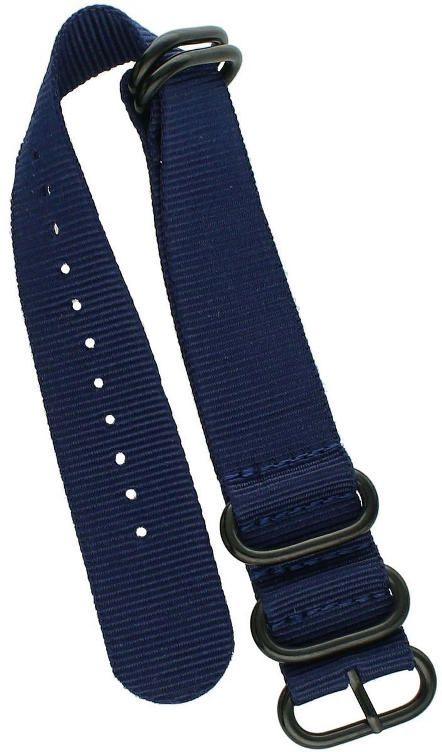 Stylowy pasek do zegarka NATO 044 w granatowym kolorze. Parciany materiał, długość 26 cm, szerokość 22 mm, stalowa sprzączka w czarnym kolorze. Idealny do codziennych i sportowych stylizacji.1.jpg